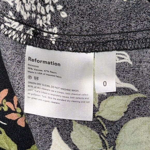 NWT Reformation Lacey Smocked Sleeve Dress Isabella Size 0 - Picture 15 of 16